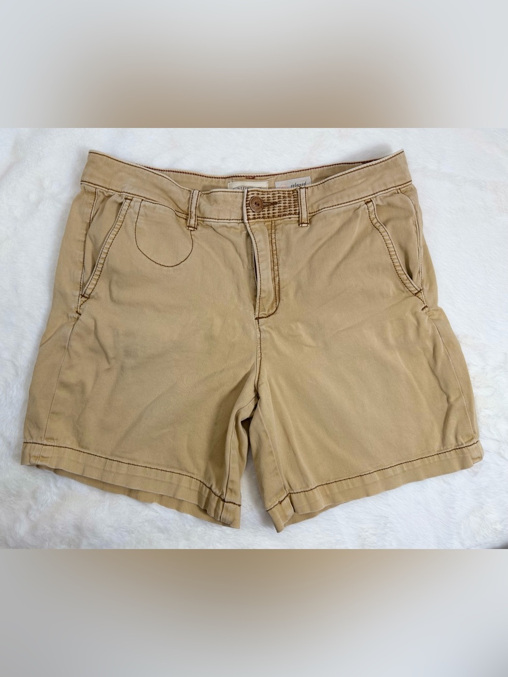 Chino by Anthropologie Relaxed Khaki Chino Shorts Womens Size 27 Stretch